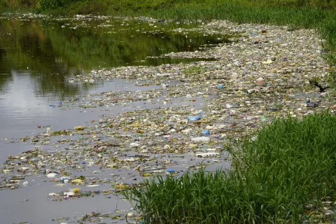 Water pollution in the Creek Educandos, Manaus - Amazon, Brazil